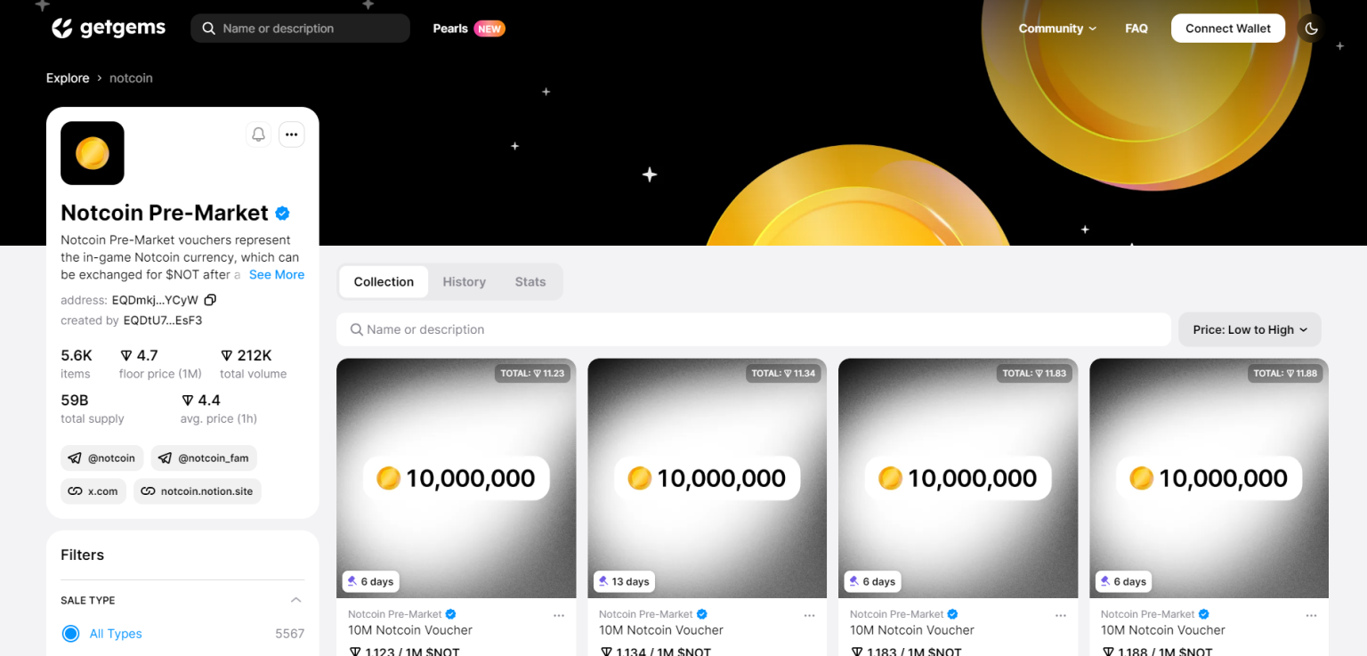 پیش فروش نات کوین و تبدیل امتیاز؛ آموزش خرید و فروش نات کوین NFT ووچر Notcoin 4 نات کوین